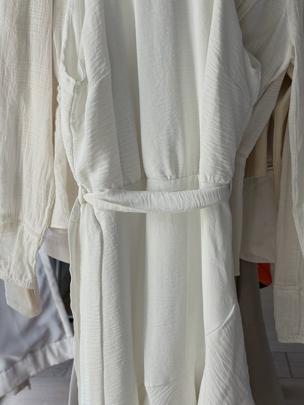 She & Sky Ivory Textured Belted Dress